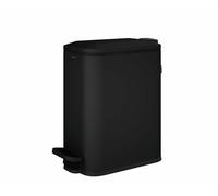 COSMIC Essentials Papelera de Baño y Cocina Con Sistema de Pedal de Diseño Moderno y 5L de Capacidad. Cubo de Basura Con Tapa Rectangular y Pequeño para Aseo. Color Negro Mate