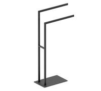 COSMIC Essentials Toallero de Pie con Doble Barra Fabricado en Acero Inoxidable de Estilo Minimalista. Colgador de Toallas con 2 Brazos de Color Negro Mate