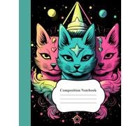 Cosmic Familiars: Witchy Cat Composition Notebook | Neon Celestial Journal with Triple Moon Cats, Stars, and Planets | 7.5 x 9.25 in, 120 Lined Pages: ... and cosmic magic | Perfect for journaling