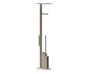 COSMIC Flat Base Portarrollos con Escobillero Integrado Ultrafino para Baño de Diseño Minimalista. Soporte de Pie para Papel Higiénico con Escobilla de Baño de Silicona de Color Arena