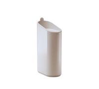 COSMIC Flat Papelera de Baño y Cocina Compacta Con Apertura Mediante Pulsador de Diseño Ovalado y 2,5L de Capacidad. Cubo de Basura Con Tapa Pequeño para Aseo de Color Blanco mate