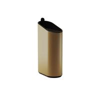 COSMIC Flat Papelera de Baño y Cocina Compacta Con Apertura Mediante Pulsador de Diseño Ovalado y 2,5L de Capacidad. Cubo de Basura Con Tapa Pequeño para Aseo de Color Oro mate