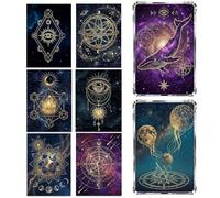Cosmic Galaxy - Funda para lector electrónico, 8 unidades, tarjetas estéticas del espacio celestial para funda transparente, astrología de noche estrellada, lector de geometría sagrada, tarjetas de