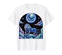 Cosmic Leo León Amante Espíritu Celestial Camiseta gráfica económica, Hombre, Blanco, S