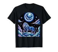 Cosmic Leo León Amante Espíritu Celestial Camiseta gráfica económica, Hombre, Negro, M