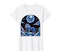 Cosmic Leo León Amante Espíritu Celestial Camiseta gráfica económica, Mujer, Blanco, M