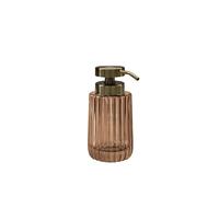COSMIC Lido Dispensador de Jabón para Baño de Diseño Elegante y Circular. Dosificador de Encimera para Aseo y Cocina de Cristal. Accesorio Recargable de 300 Ml en Color Ámbar Rosa