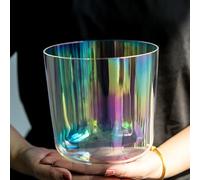 Cosmic Light - Juego de cuencos de cristal de alquimia para yoga, meditación, sanación de sonido, 17,8 cm, nota A 440 Hz, cuenco de sonido con golpeador y junta tórica