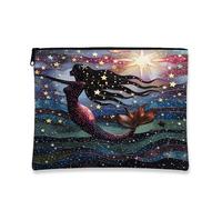 Cosmic Mermaid - Bolsa de maquillaje con cremallera, organizador de viaje celestial, bolsa compacta de lona para mujer, regalo de vacaciones, bolsa de aseo para el cuidado de la piel, Varios colores