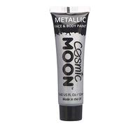 Cosmic Moon - Maquillaje Profesional de Pintura Facial Activada con Agua para el Rostro y el Cuerpo - 12ml - ¡Crea diseños profesionales con pintura facial metálica! - Incluye: Plata