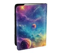 Cosmic Nebulae Galactic Stars - Soporte para pasaporte con estampado de estrellas galácticas, funda organizadora de viaje de piel sintética para hombres y mujeres, 6.5 pulgadas, Black, Talla única