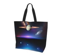 Cosmic Saturn - Bolsa de compras reutilizable con un solo hombro, para mujer, bolsa de compras grande multiusos