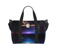 Cosmic Saturn - Bolso bandolera de mano para mujer, bolso de mano casual con cremallera, adecuado para el trabajo, viajes, fitness, viajes, color negro, talla única