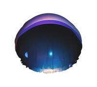 Cosmic Saturn - Gorro de ducha de doble capa para mujer, reutilizable, diseño de gran tamaño adecuado para todas las longitudes de cabello, adecuado para niñas, spa y salón en casa.