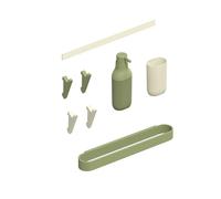 COSMIC Set Modular para Cocina ALIFE Que Contiene 1 Guía de Pared de 60 CM de Color White Pearl 4 Colgadores 1 Dispensador de Jabón de 300 Ml 1 Portacepillos y 1 Toallero de Aro de 40 Cm