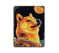 Cosmic Shiba Inu & Bitcoin Odyssey - Póster retro de metal para pintura de hierro, bar, cueva de personas, cafetería, garaje, decoración de pared, 30 x 40 cm