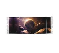 Cosmic Shining Planet - Bufanda con flecos de cachemira, bufanda ligera para mujer, envolturas cuadradas, satén suave para otoño e invierno