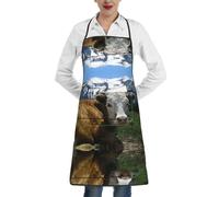 Cosmic Shining Planet - Delantal unisex ajustable con bolsillos para mujer, chef, cocina, barbacoa, manualidades, salón, jardinería, Vaca animal de granja, Taille unique