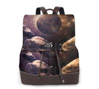 Cosmic Shining Planet - Mochila de cuero para mujer, bolsa para libros de escuela secundaria y universidad, mochila ligera e informal para cada temporada