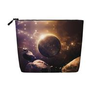 Cosmic Shining Planet - Neceser versátil de viaje, bolsa de maquillaje de cáñamo falso, multiusos, organizador de accesorios cosméticos, Black, Talla única
