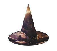 Cosmic Shining Planet - Sombrero de bruja de Halloween para adultos, accesorio de disfraz festivo para fiestas, bailes de máscaras, cosplay y carnaval