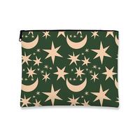 Cosmic Stars and Moons - Neceser de viaje para mujer, portátil, pequeño, de lona, con cremallera, ideal como regalo para festivales, Verde, 7x9 Inch, Estrellas