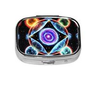 Cosmic Stars - Caja de almacenamiento de pastillas cuadrada de viaje, mini pastillero portátil (pastillero de 2 compartimentos), caja de almacenamiento de medicamentos y vitaminas
