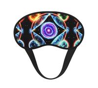 Cosmic Stars - Cómodo antifaz de satén con borde negro para bloquear la luz y dormir reparador