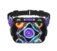 Cosmic Stars - Riñonera cuadrada de doble capa con correa ajustable para actividades al aire libre, color negro, talla única, Black, Talla única