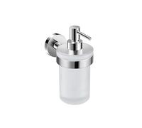 COSMIC Start Dispensador de Jabón de Pared de Diseño Elegante Fabricado en Cristal y Metal. Montaje Mediante Tornillería. Dosificador Recargable para Baño de 200 Ml de Color Cromo