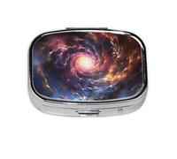 Cosmic Storm - Pastillero de metal portátil, organizador de píldoras de viaje para bolsillo o bolso, caja de medicina decorativa, contenedor de vitaminas