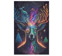 Cosmic Trippy Ciervo Puzzles de madera para adultos y adolescentes, 1000 piezas infantiles, decoración de pared, moderno, arte y juguetes, regalo interesante, hormigas 78 x 53 cm