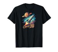 Cosmic Vibes Only Retro Space Rocket Planet Galaxy Aesthetic Camiseta