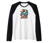 Cosmic Vibes Only Retro Space Rocket Planet Galaxy Aesthetic Camiseta Manga Raglan