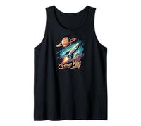 Cosmic Vibes Only Retro Space Rocket Planet Galaxy Aesthetic Camiseta sin Mangas