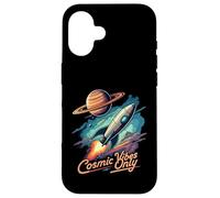 Cosmic Vibes Only Retro Space Rocket Planet Galaxy Aesthetic Carcasa para iPhone 16