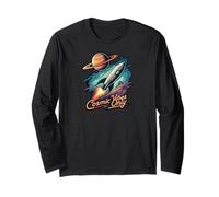 Cosmic Vibes Only Retro Space Rocket Planet Galaxy Aesthetic Manga Larga