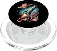 Cosmic Vibes Only Retro Space Rocket Planet Galaxy Aesthetic PopSockets PopGrip para MagSafe