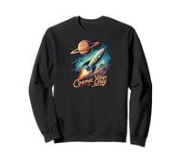 Cosmic Vibes Only Retro Space Rocket Planet Galaxy Aesthetic Sudadera