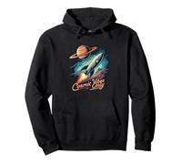 Cosmic Vibes Only Retro Space Rocket Planet Galaxy Aesthetic Sudadera con Capucha