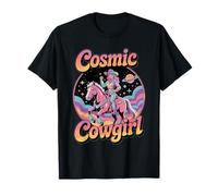 Cósmico Vaquera Espacio Occidental Fantasía Retro Femenino Poder Camiseta