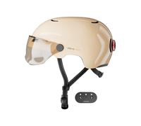 Cosmo Connected - Cosmo Fusion - Casco Inteligente para Bicicletas y Patinetes con Visera, Adulto - Intermitentes, Luz de Freno Automática, Trayectoria Compartida, Detección de Caídas- Arena Brillante