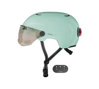 Cosmo Connected - Cosmo Fusion - Casco Inteligente para Bicicletas y Patinetes con Visera, Adulto- Intermitentes, Luz de Freno Automática, Trayectoria Compartida, Detección de Caídas- Salvia Brillante