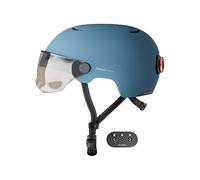 Cosmo Connected - Cosmo Fusion - Casco Inteligente para Bicicletas y Patinetes con Visera, Tamaño Adulto- Intermitentes, Luz de Freno Automática, Trayectoria Compartida, Detección de Caídas- Azul Mate