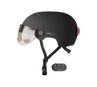 Cosmo Connected - Cosmo Fusion- Casco Inteligente para Bicicletas y Patinetes con Visera, Tamaño Adulto- Intermitentes, Luz de Freno Automática, Trayectoria Compartida, Detección de Caídas- Negro Mate