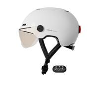 Cosmo Connected - Cosmo Fusion - Casco Inteligente para Bicicletas y Scooters con Visera, tamaño Adulto - Parpadeo, luz de Freno automática, Uso compartido, detección de caídas