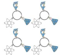 COSMOBETTY 4 Piezas Llavero Portátil y Versátil Diseño de Doble Espiral Científico de Metal Genética y Microscopio Adecuado para Graduaciones y Día del Maestro
