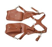 COSMOBETTY Bolso y Compartimento Rápido para Hombre de Cuero Sintético Estilo Chaleco Marrón Correa Ajustable de Pu, Diseño Delgado para Teléfono en Viajes y Montaña