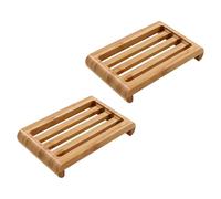 COSMOBETTY Jabonera de Bambú para Baño 2 Piezas Escurridor, Diseño Práctico y Limpieza Conveniente, Soporte Grande Olor para Accesorios de Baño