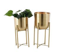 CosmoLiving by Cosmopolitan Macetero Tipo cúpula de Metal con Soporte extraíble, Juego de 2, 19", 22" de Alto, Dorado